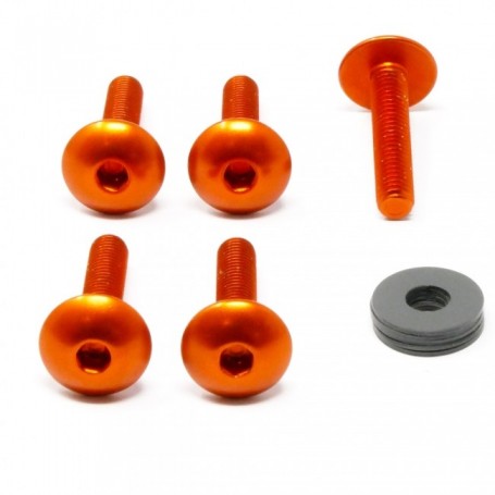 Pack de 5 Vis Anodisé Orange tete bombee XL en Aluminium 7075 M5 x (0.80mm) x 20mm
