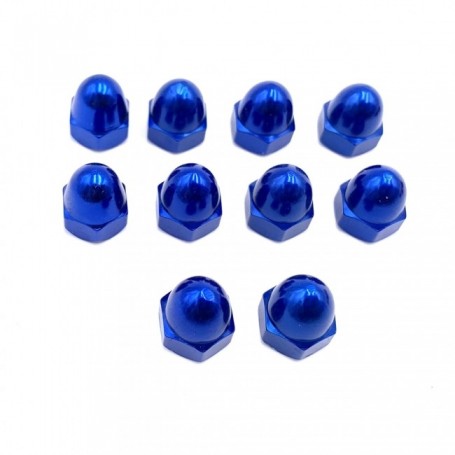 Pack de 10 Ecrou Borgne en Aluminium 7075 M8 x (1.25mm) Anodisé Bleu