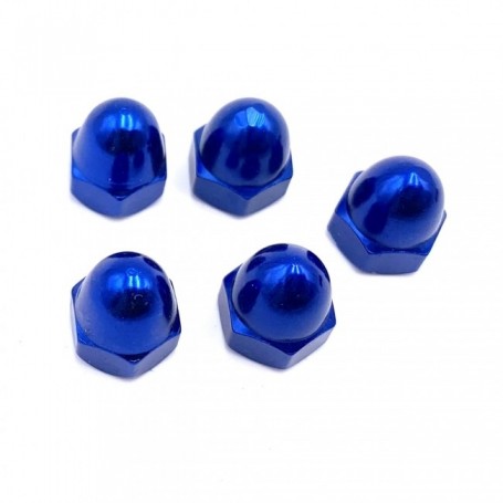 Pack de 5 Ecrou Borgne en Aluminium 7075 M10 x (1.50mm) Anodisé Bleu