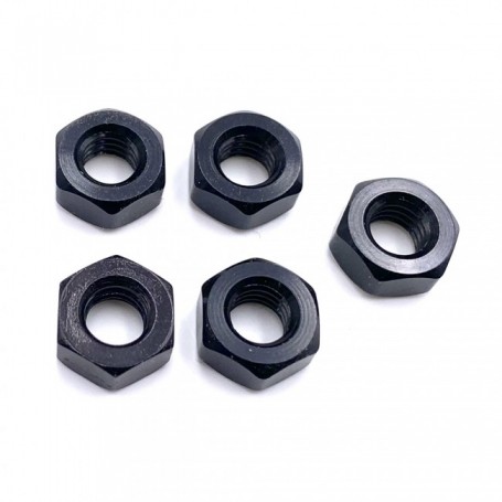 Pack de 5 Ecrou Hexagonal en Aluminium 7075 M6 x (1.00mm) PAS √† Gauche Anodisé Noir